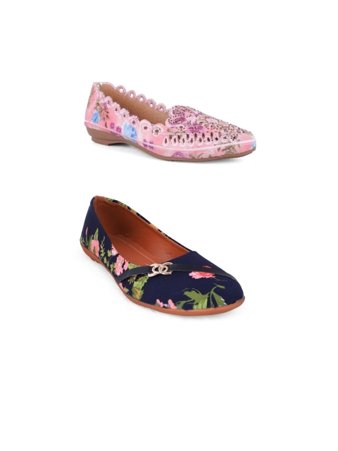 

FABBMATE Women Navy Blue Printed Flats