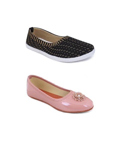 

FABBMATE Women Pack of 2 Multicolored Ballerinas, Multi