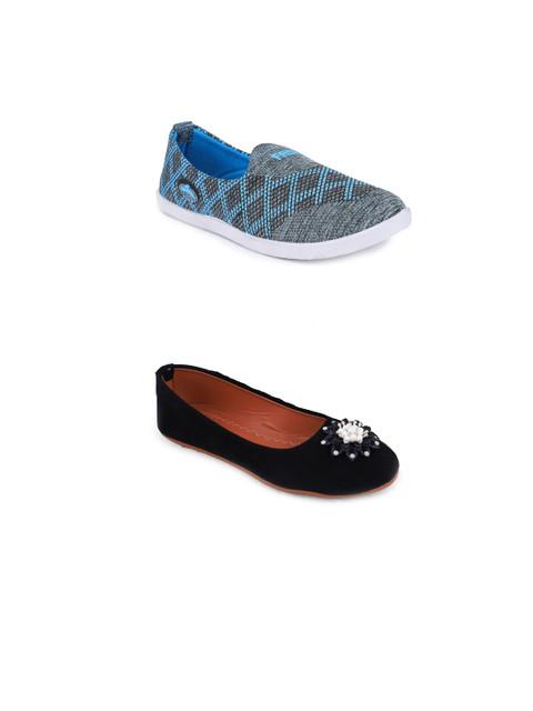 

FABBMATE Women Grey Flats Pack of 2