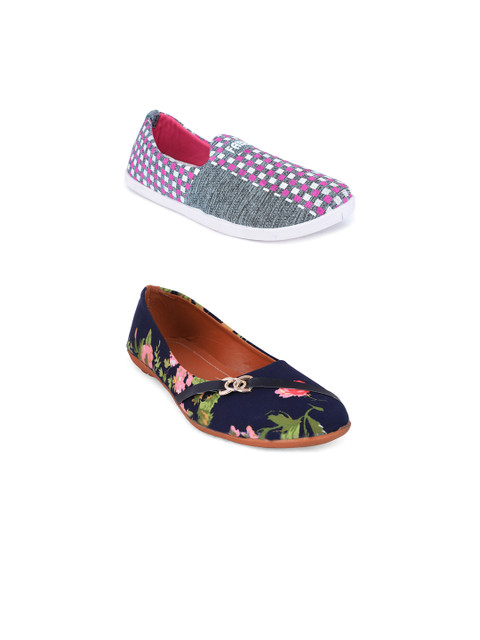 

FABBMATE Women Pack of 2 Multicolored Printed Ballerinas, Multi