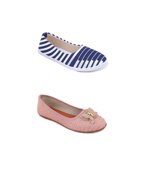 

FABBMATE Women Blue Pack Of 2 Printed Ballerinas Flats