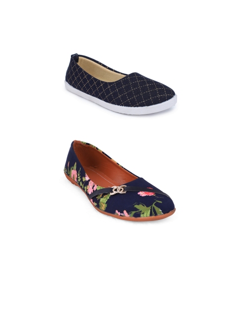 

FABBMATE Women Pack of 2 Blue Printed Flats