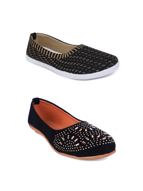 

FABBMATE Women Pack of 2 Black Flats
