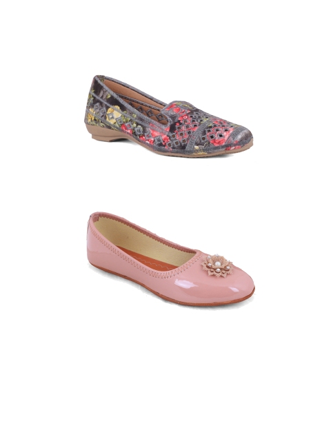 

FABBMATE Women Pack of 2 Pink Bows Flats