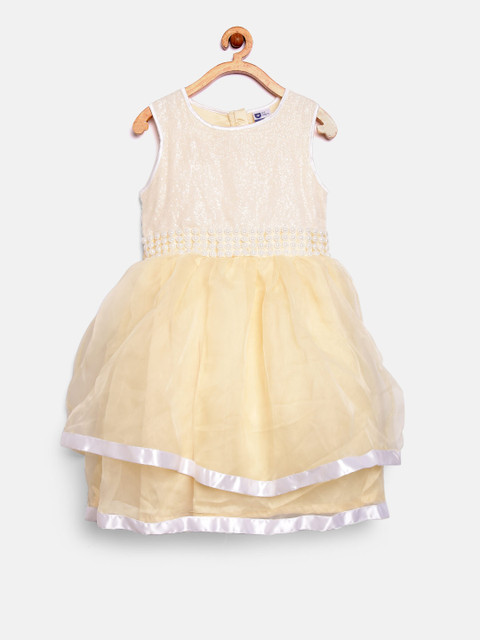 

612 league Girls Cream-Coloured Fit & Flare Dress