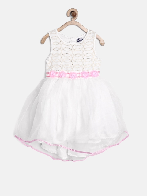 

612 league Girls Off-White Fit & Flare Dress with Lace Detail