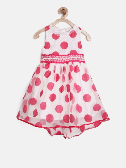 

612 league Girls White Polka Dot Print Fit & Flare Dress