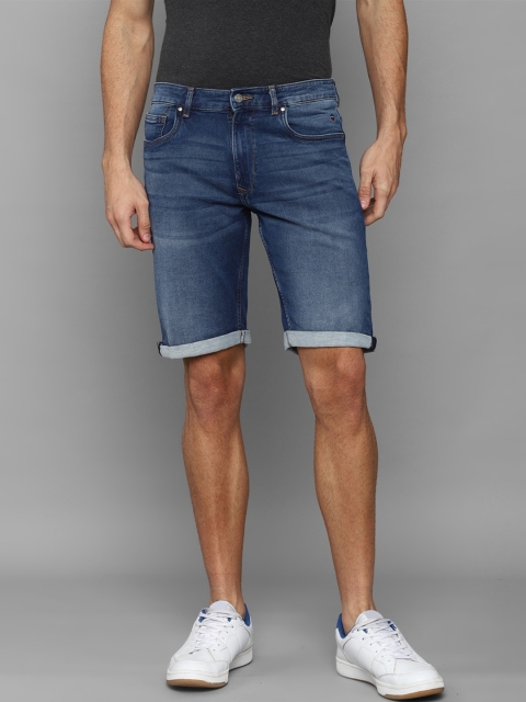 

Louis Philippe Jeans Men Blue Washed Slim Fit Denim Shorts