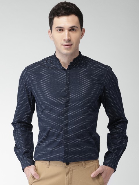 

Celio Men Navy Straight Regular Fit Printed Casual Shirt, Navy blue