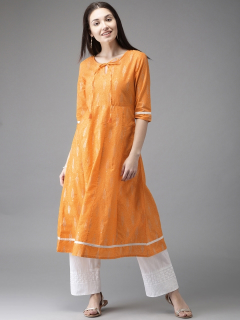 

Moda Rapido Women Yellow Printed A-Line Kurta