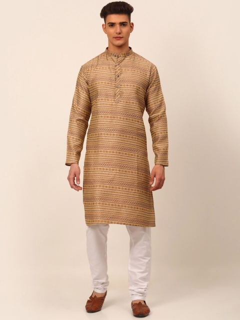 

Jompers Men Gold-Toned Pleated Sequinned Kurta with Churidar