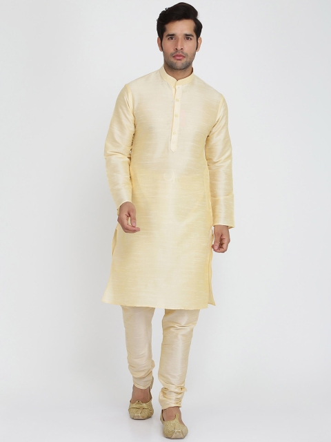 

ROYAL KURTA Men Gold-Toned Dupion Silk Kurta with Churidar