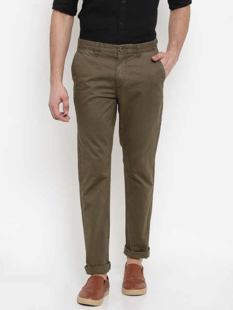 

U.S. Polo Assn. Men Olive Green Solid Regular Fit Chinos