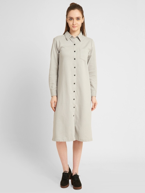 

aturabi Grey Shirt Midi Dress