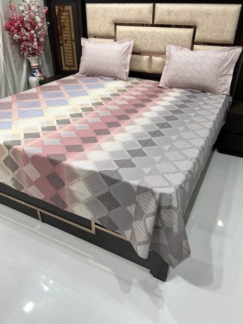 

Pure Decor Unisex Multi Color Queen Size 300tc Pure Cotton Bedsheet with 2 Pillow Covers