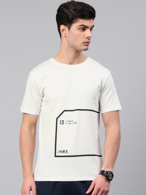 

HRX by Hrithik Roshan Men White Printed Round Neck T-shirt