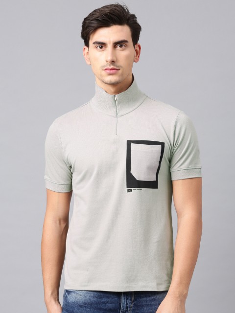 

HRX by Hrithik Roshan Men Grey Solid Polo Collar T-shirt