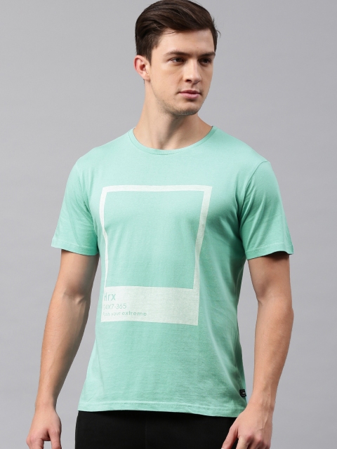 

HRX by Hrithik Roshan Men Blue Printed Round Neck T-shirt