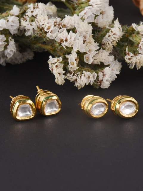 

FIROZA Gold-Toned Oval Studs Earrings