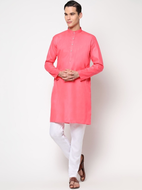 

THE FAB 3 Men Pink Pure Cotton Kurta with Pyjamas