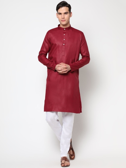 

THE FAB 3 Men Maroon Pure Cotton Kurta with Pyjamas