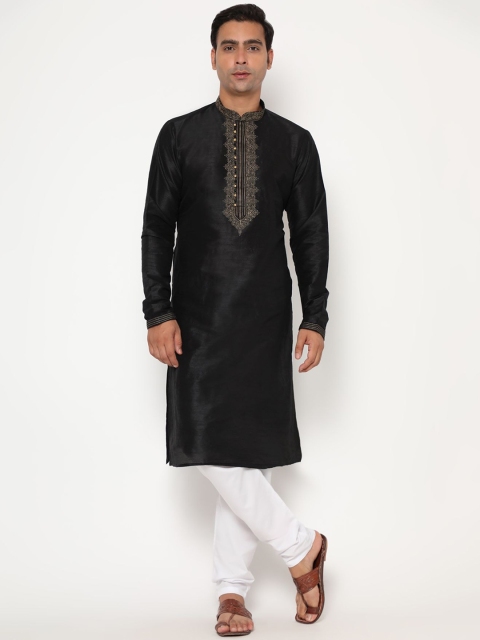 

THE FAB 3 Men Black Pure Cotton Kurta with Pyjamas