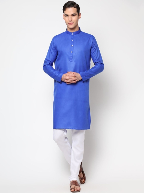 

THE FAB 3 Men Blue Pure Cotton Kurta with Pyjamas