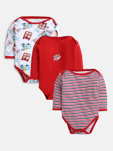 

Hopscotch Infants Boys Pack Of 3 Pure Cotton Bodysuit, Red