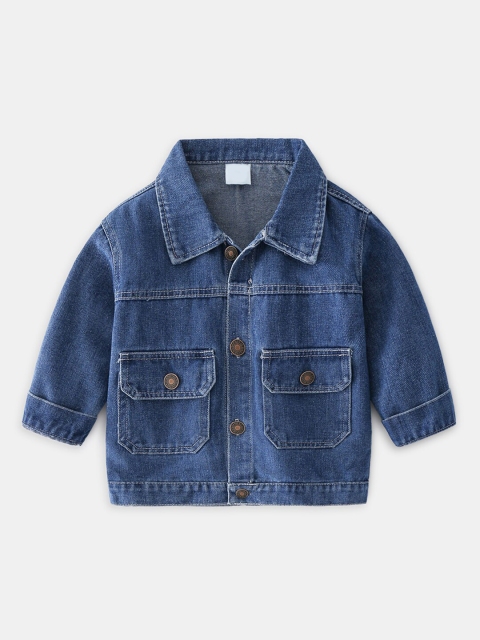 

Hopscotch Boys Navy Blue Checked Denim Jacket