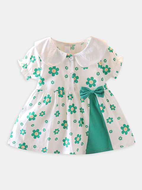 

Hopscotch Green Floral A-Line Dress
