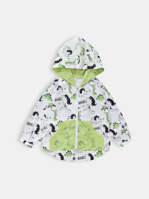 

Hopscotch Boys Green Crop Sporty Jacket with Patchwork