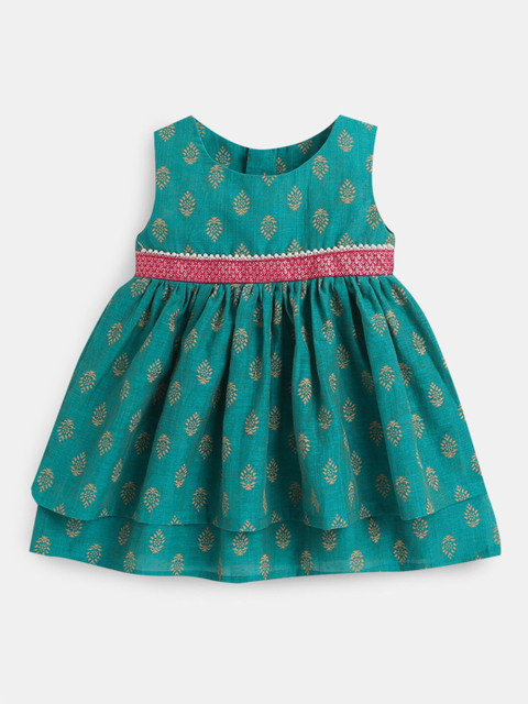 

Hopscotch Green Ethnic Motifs Dress