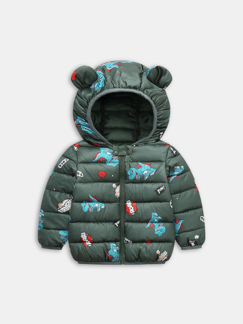 

Hopscotch Boys Green Floral Longline Padded Jacket with Patchwork