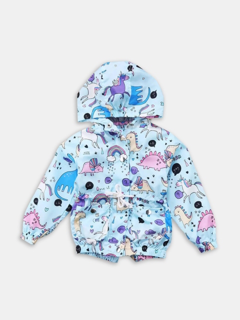 

Hopscotch Girls Blue Crop Bomber with Patchwork Jacket
