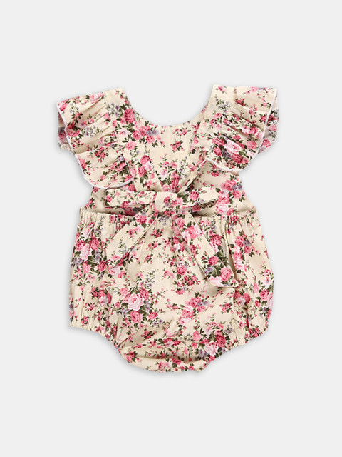 

Hopscotch Infant Girls Cream-Colored & Pink Floral Printed Onesie