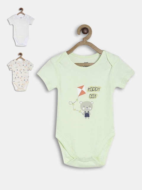 

Hopscotch Infants Boys Pack Of 3 Printed Pure Cotton Bodysuit, Green