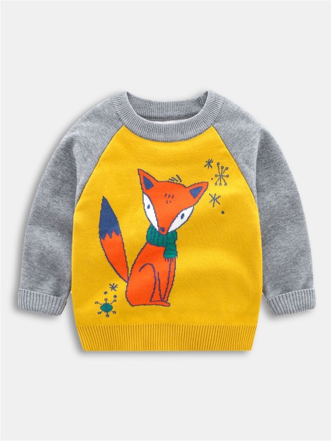 

Hopscotch Boys Yellow & Red Animal Printed Pullover