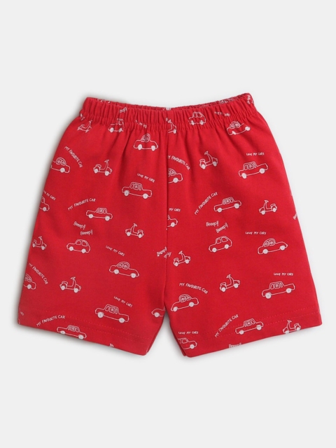 

Hopscotch Boys Maroon Conversational Printed Shorts