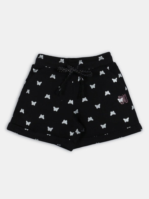 

Hopscotch Girls Black Printed Shorts