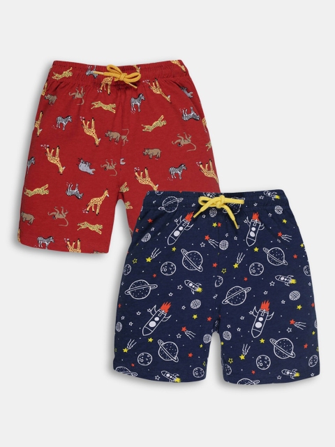 

Hopscotch Boys Navy Blue Printed Shorts