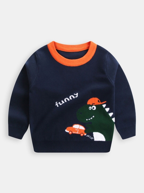 

Hopscotch Boys Navy Blue & White Animal Printed Pullover