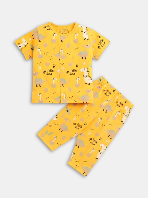 

Hopscotch Boys Yellow & Black Printed Night suit