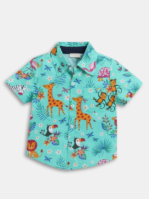 

Hopscotch Boys Green Floral Printed Casual Shirt