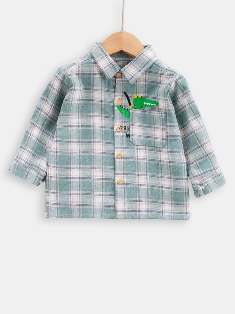 

Hopscotch Boys Green Tartan Checks Checked Casual Shirt