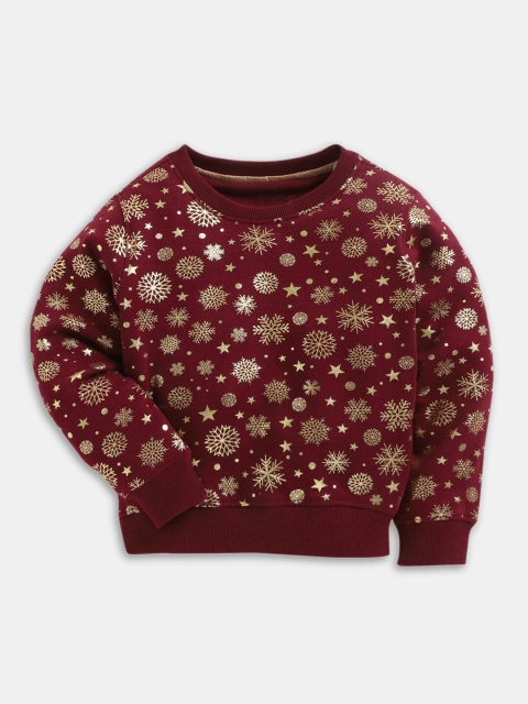 

Hopscotch Girls Maroon & Grey Conversational Printed Pullover