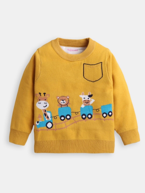 

Hopscotch Boys Yellow & Blue Printed Full-Sleeve Pullover Sweater