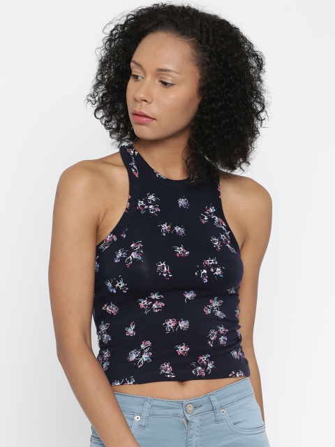 

Aeropostale Women Navy Printed Tank Top, Navy blue