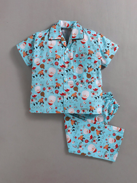 

The Magic Wand Unisex Kids Blue & Red Printed Night suit