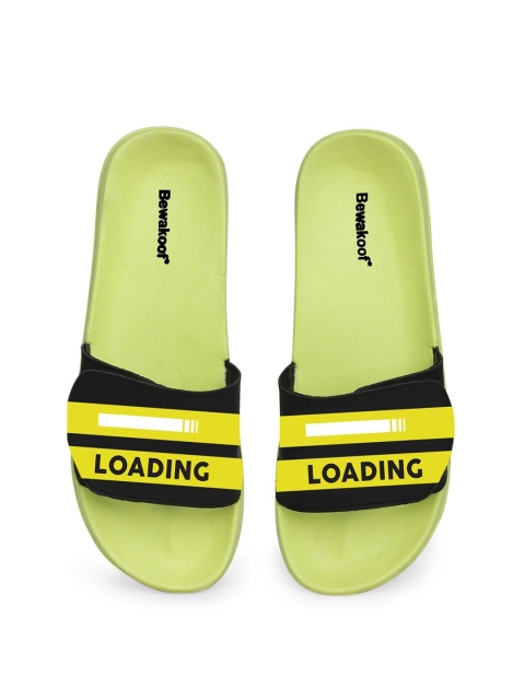

Bewakoof Men Green & Black Printed Rubber Sliders