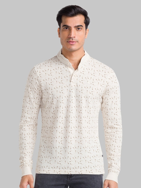 

Parx Men White Printed Mandarin Collar T-shirt